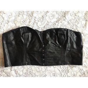 Faux Leather Unlined Bustier Bralette